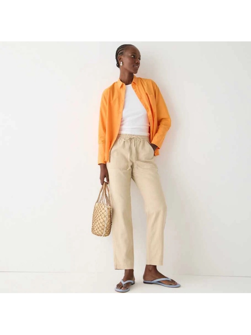 J. Crew Seaside Linen Pants Elastic Waist Size XS